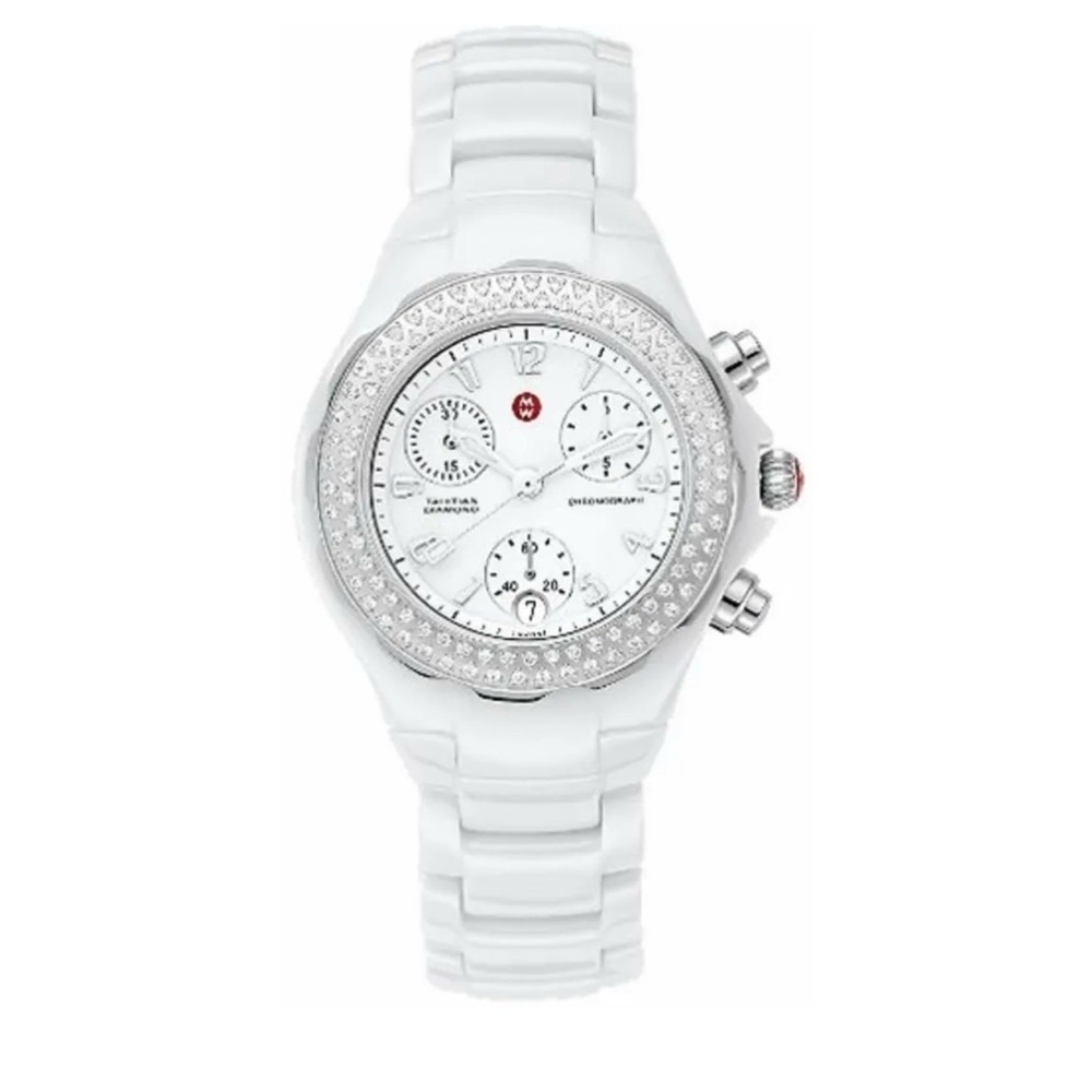Michele White and Silver Women's Watch